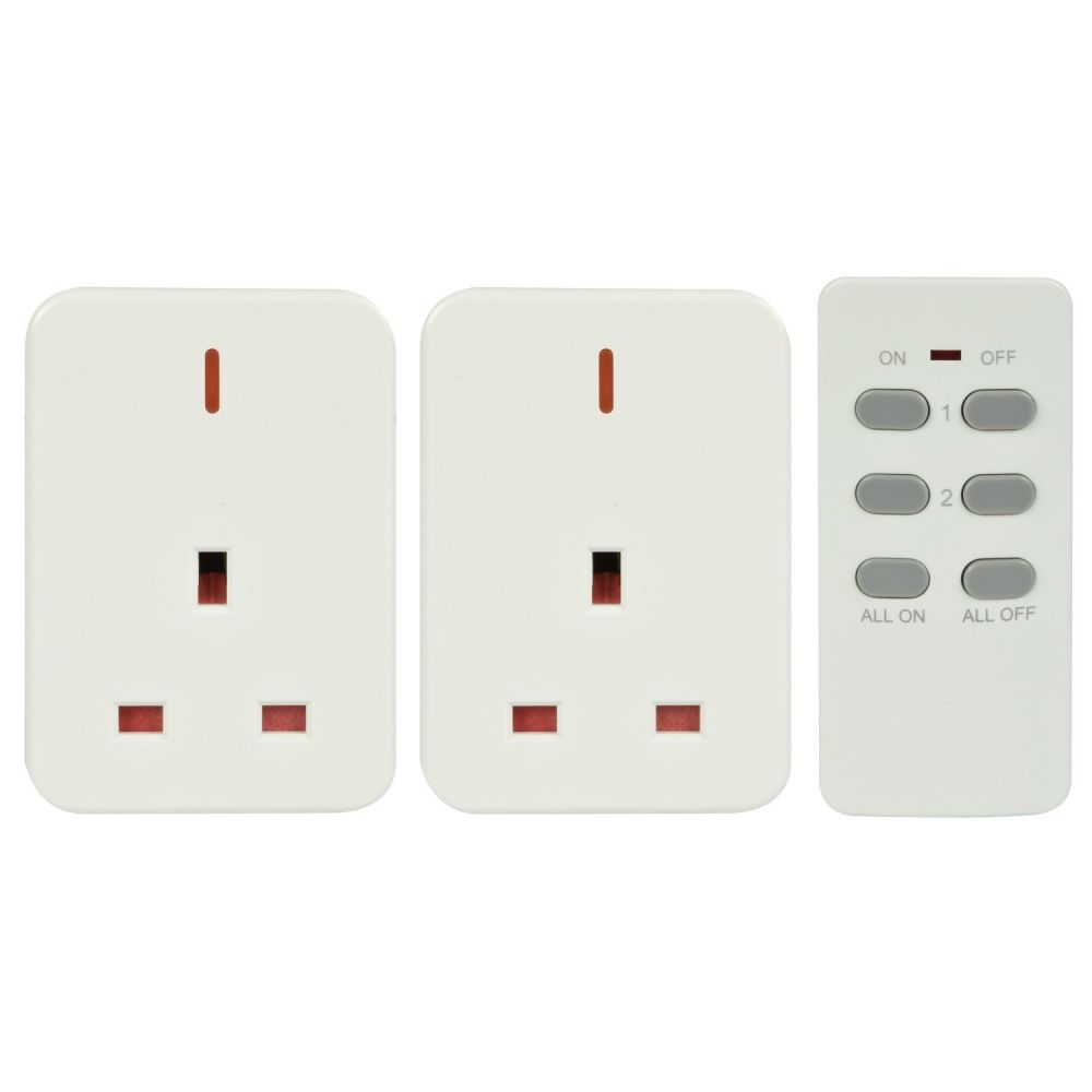 Image of Mercury White Wireless Remote Control Mains Sockets with 30m Range Pack of 2