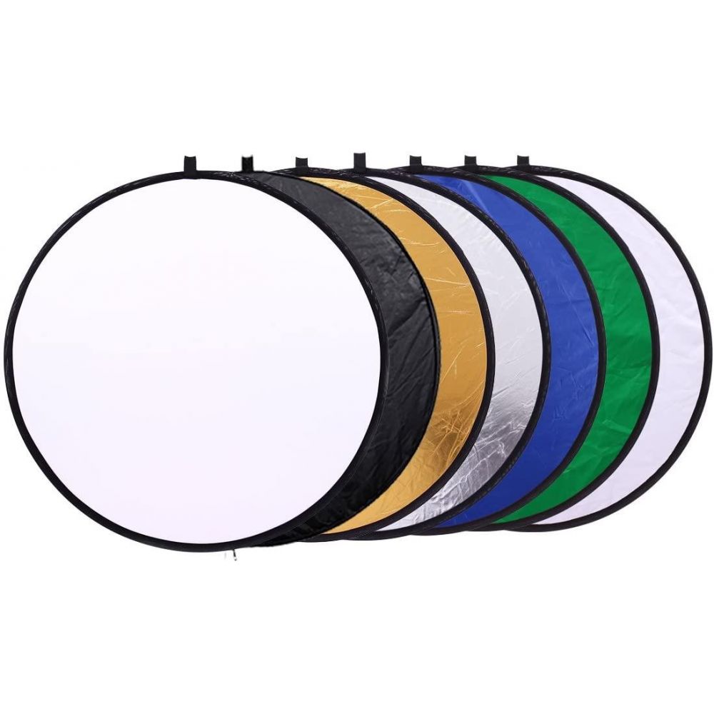 7 in 1 Portable Reflector Diffuser with Chromakey 23" (58cm) Multi Camera Lighting with Carrying Case for Photo Studio