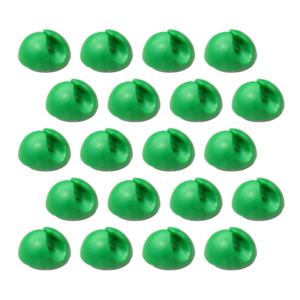 20 Pack Single Cable Desk Tidy Clips, Self Adhesive Cord Holder Clips for USB Power Wire PC Office Home, Green