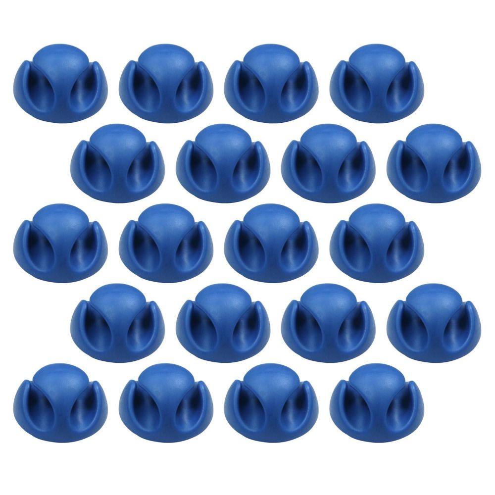 20 Pack Double Cable Desk Tidy Clips, Self Adhesive Cord Holder Clips for USB Power Wire PC Office Home, Blue