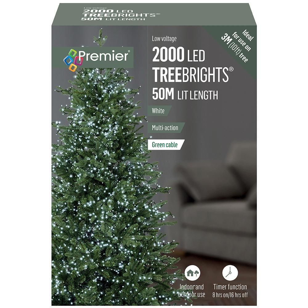 2000 LED White Christmas Tree Lights with Timer, 55m