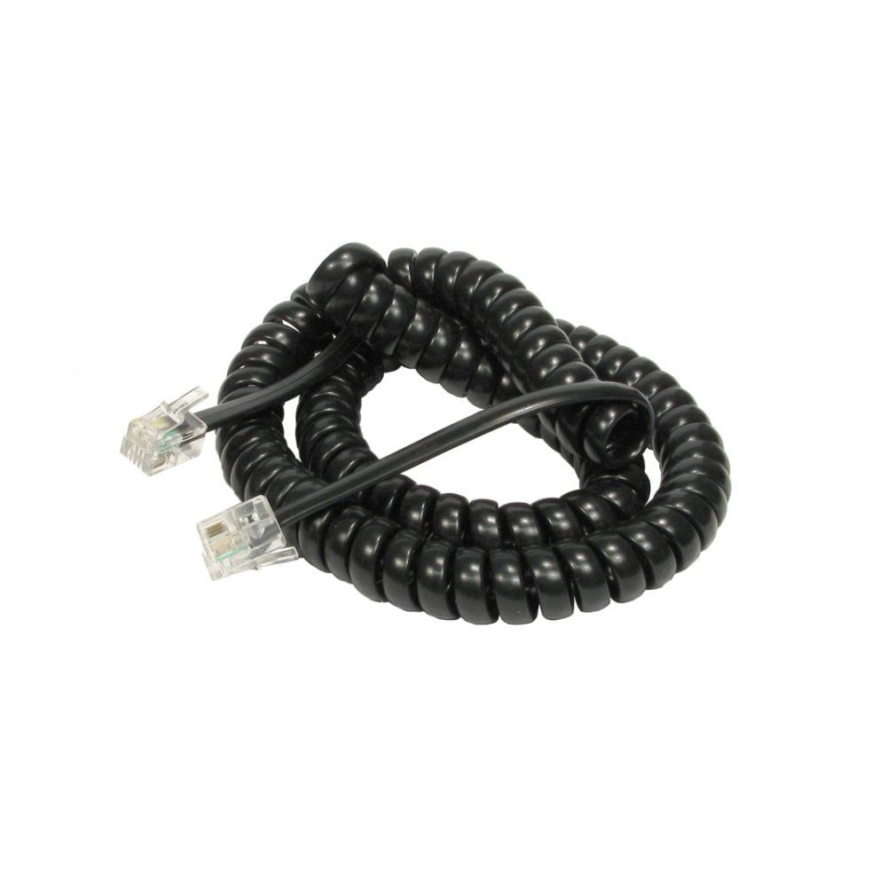 3m Coiled Telephone Handset Cord RJ10 - Black