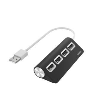 Hama External 4 Port USB 2.0 Hub, USB Powered, Black