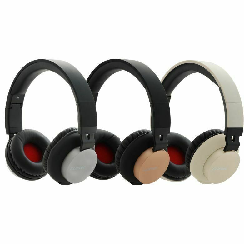 Image of Cliptec Air-Muzik Folding Wireless Bluetooth 4.2 Stereo Headphones with Handsfree Mic - Champangne