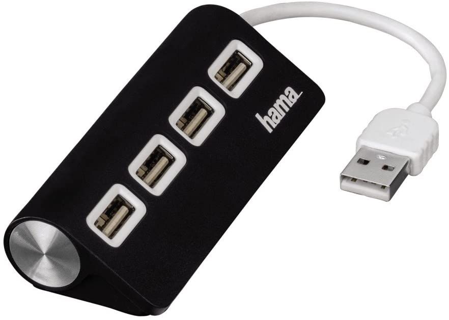 Image of Hama 4 Way USB 2.0 Hub Port Bus Powered Small PC Laptop Computer Black