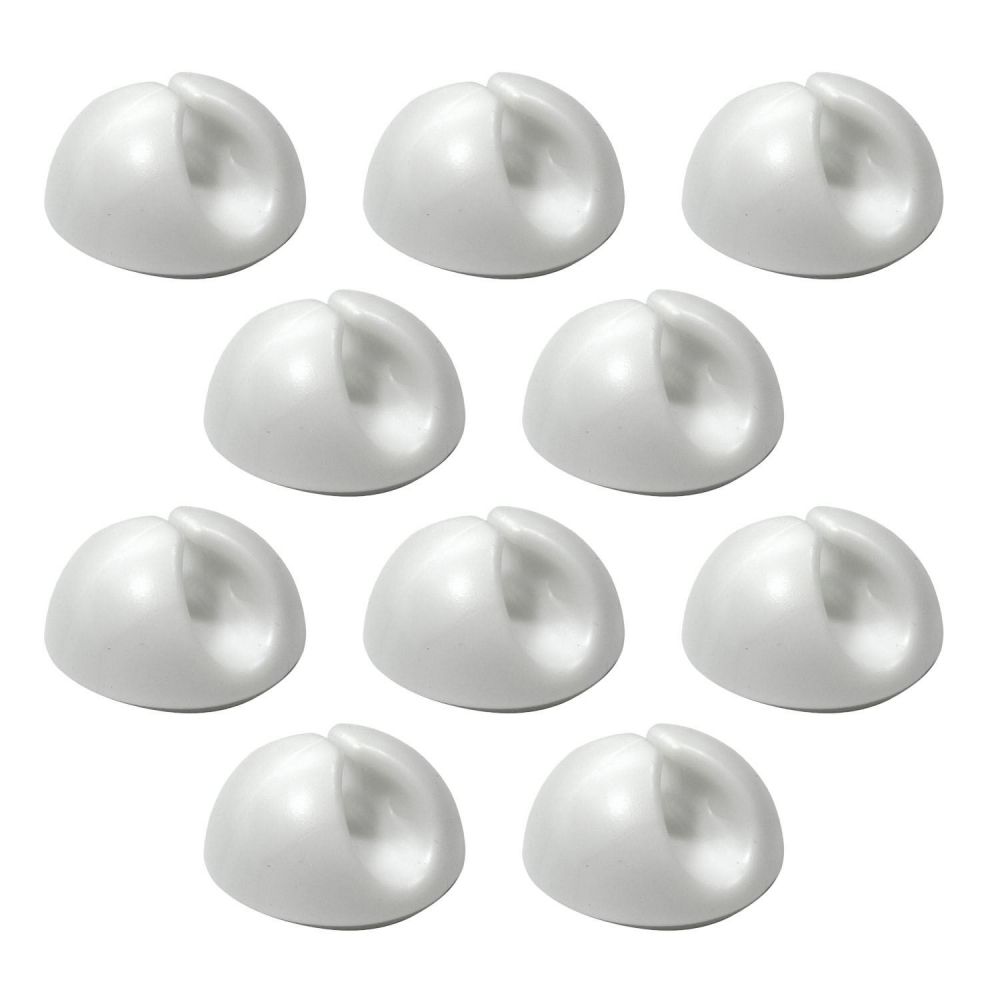 10 Pack Single Cable Desk Tidy Clips, Self Adhesive Cord Holder Clips for USB Power Wire PC Office Home, White