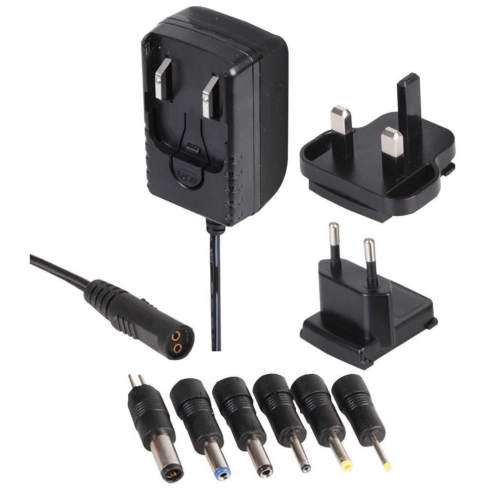 12V 1A AC/DC Plug In Power Supply Adapter with 6x DC Tips- UK & EU Plug