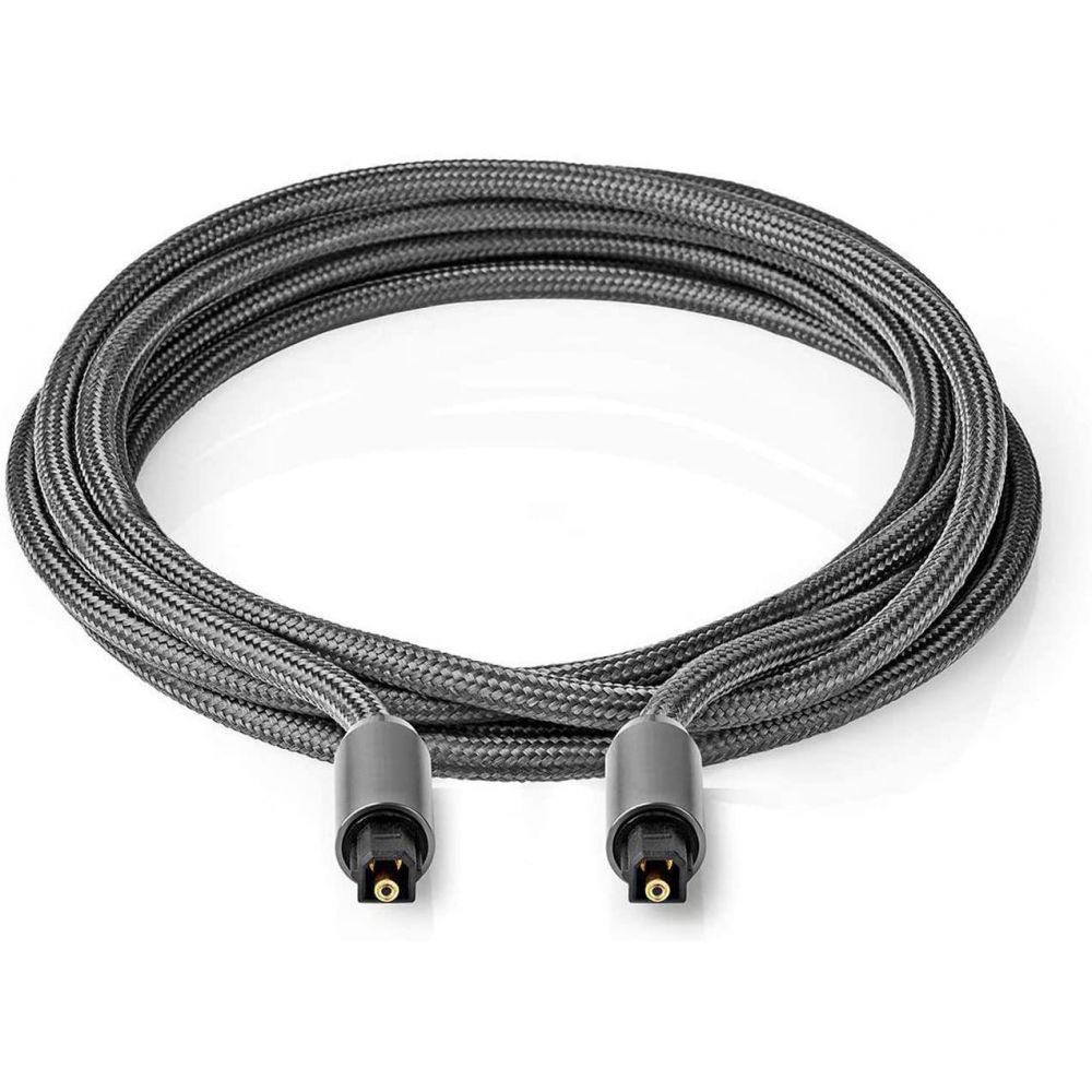 Image of Ex-Pro Digital Optical TosLink to TosLink SPDIF Cable, Cotton Braided Fibre Optic Audio SPDIF Lead - 1m
