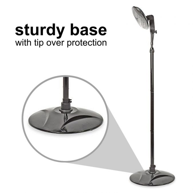 2KW Outdoor Freestanding Quartz Electric Garden Patio Heater, 2000W, IP34 Rated, with 3 Power Settings, Adjustable Heat Angle and Height Adjustable Stand