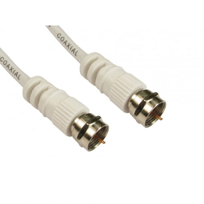 2m F Type Connector Lead Cable White