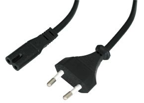 2m Figure 8 Eight Mains Power Lead Cable C7 to European 2 Pin Mains