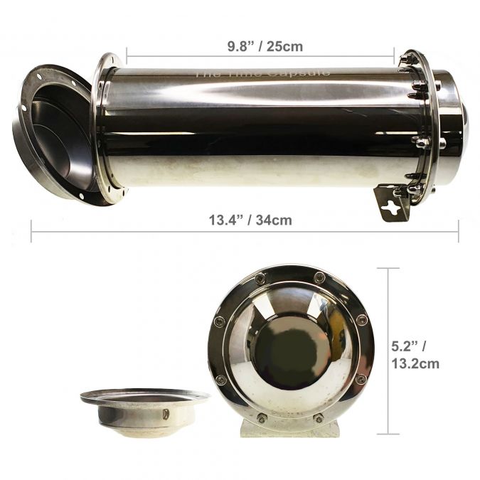 Ex-Pro 13.4" Time Capsule, Anti-Corrosion Waterproof Stainless Steel Durable Lock Container for Memories, Letters, Photos, Future Gifts, and more
