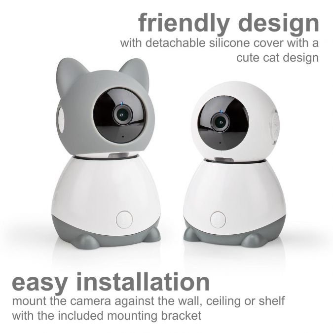 Smart Wi-Fi Indoor Camera, 1080p HD Security IP Cat Cam with Night Vision, Motion Detection, 2-Way Audio, Cloud/MicroSD Storage and Climate Sensor, for Home Pet Baby