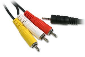 Ex-Pro® 3m - 2.5mm 4 Pole Jack STRAIGHT output to 3 x Phono Audio Left, Right, Video.