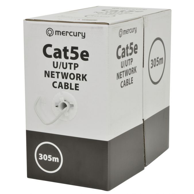Mercury Cat5e U/UTP LDPE Gel Filled Network Cable 305m Black CCTV 
