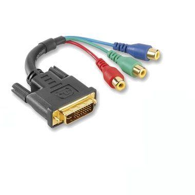 Ex-Pro - Premium DVD-I to 3 x RGB Phono Plugs Adapter. Gold Plated Finish Converts DVI to RFB Output