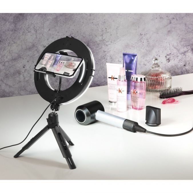 Mini Desktop 8" LED Selfie Ring Light with Extendable Tripod Stand & Flexible Phone Holder for Live Stream, Makeup Tutorial, Video, Photography and more