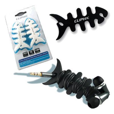CLiPtec® BMA181 Earphone Cable Wrap Manager (2 Pack) - Black