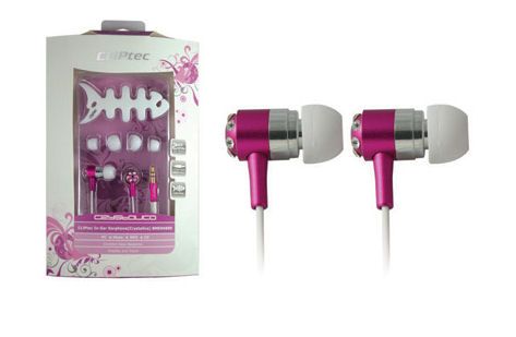CLiPtec® Crystalica BME909 In-Ear Headphones with cable wrap - Pink