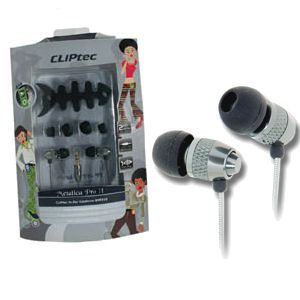 CLiPtec® Metalica Pro II BME929 In-Ear Headphones with cable wrap - Grey/Silver