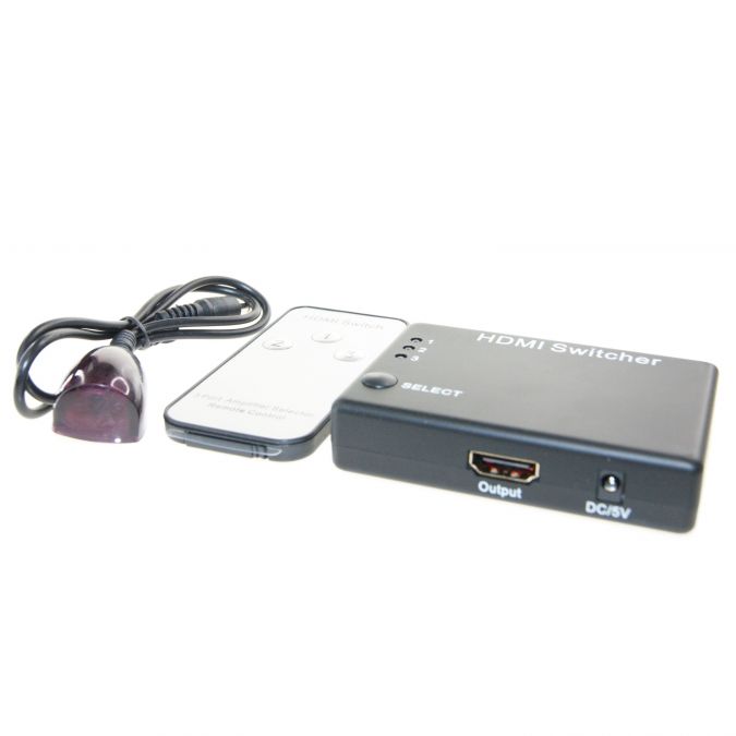 Ex-Pro® AV-Pro 3 to 1 Port HDMI Switcher V1.3b 3D Supported, IR Remote Switching