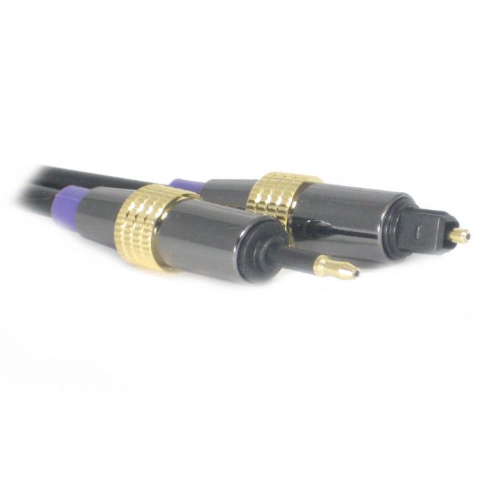 Ex-Pro High Resolution Digital Optical TOSlink Cable - 24K Gold / Metal Casing - TosLink to Mini Optical Cable, 1m