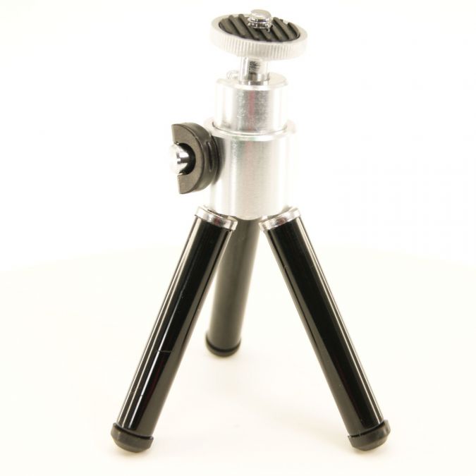 Ex-Pro Table-Top Mini Tripod, Aluminium Telescopic and compact - 3 Level - 15cm, 12.7cm & 10cm - Black & Silver