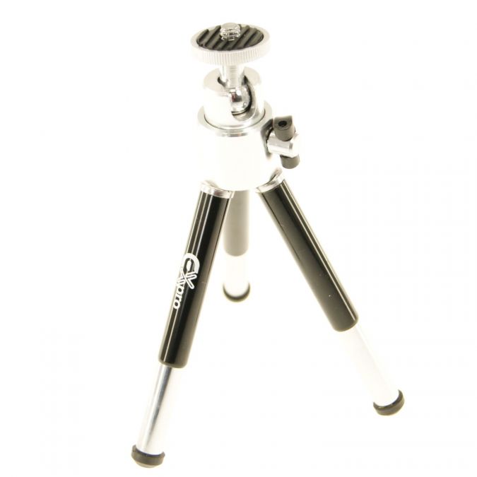 Ex-Pro Table-Top Mini Tripod, Aluminium Telescopic and compact - 3 Level - 15cm, 12.7cm & 10cm - Black & Silver