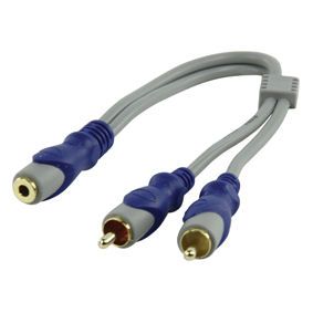 Ex-Pro® 0.20m (20cm) 3.5mm Socket plug to 2 x RCA Phono Connection Professional 24K Gold (Stereo Left/Right)