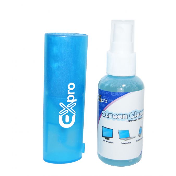 Ex-Pro® LCD Screen Cleaning Kit complete with cloth, brush and bag.
