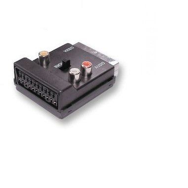 Ex-Pro Standard Scart Plug 21 Pin Adapter Converter with 3 x Phono connections, Easy Top Access - Switchable direction Scart In / Out