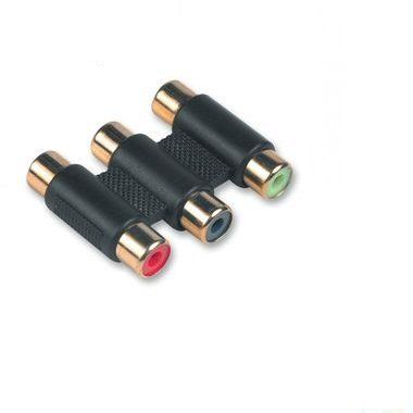 Ex-Pro Premium 3 x RGB Phono Socket to Socket Adapter - Join RGB Cables - Gold plated for superior connection