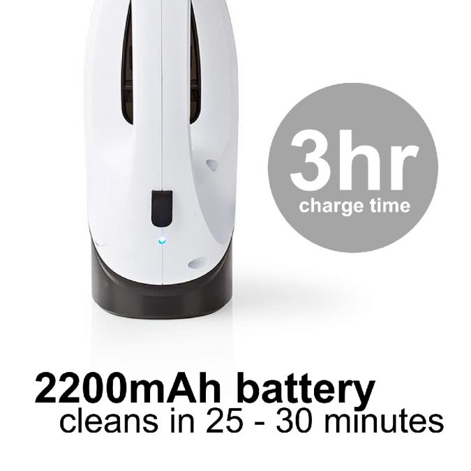 20W Rechargeable Window Vacuum Cleaner with 150ml Water Tank, Large Spray Bottle and Microfibre Wiper - White