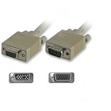 Ex-Pro Premium Grey SVGA VGA Plug - Socket (P-S) Male to Female Monitor / Projectors / LCD Cable HD15 Pin Cable Lead - 0.5m