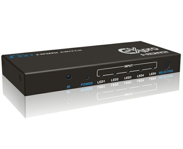 Ex-Pro® AV-Pro 5 Port HDMI IR Remote Switch- 5x1 (5 way input 1 output) - v1.4 Full 3D Support 1080i/1080p Ultra HD 2K/4K - HDMI Switcher