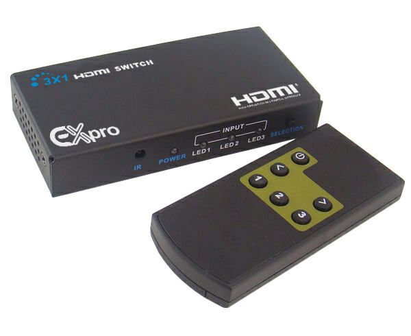 Ex-Pro® AV-Pro 3 Port HDMI v1.4 Full 3D Support/HDCP - HDMI Switcher