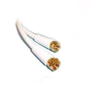 Ex-Pro Gold White Coax F Plug to F plug satellite F-Type Connection Cable Lead - Gold - 2m