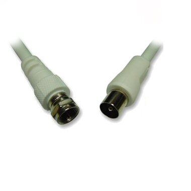 Ex-Pro Gold White Coax F Plug Type - to - Male M Coax plug Connection Cable Lead - 3m