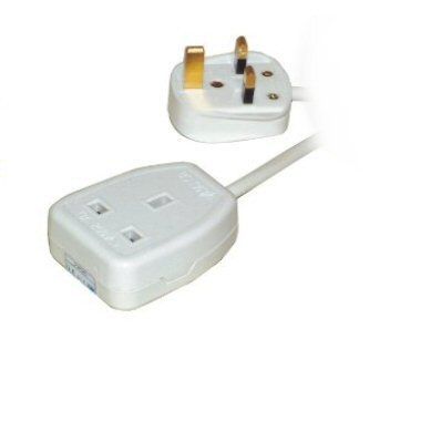 Ex-Pro White 1 Gang Extension With Lead Fitted With UK 13A Plug - 20m