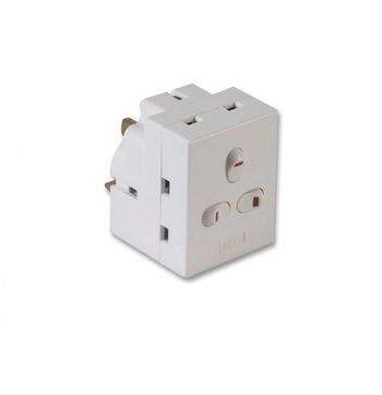 Ex-Pro Switched adaptor 3 way individual switched multi adaptor fitted with 13A fuse. BS5733/A approved.