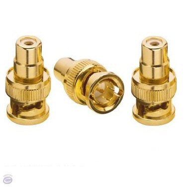Ex-Pro Premium Gold Plated BNC Male to Phono Female Adapter (3 Pack)