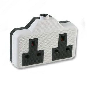 Ex-Pro White 2 Gang (Double) Extension socket without Lead Fitted With UK 13A Plug