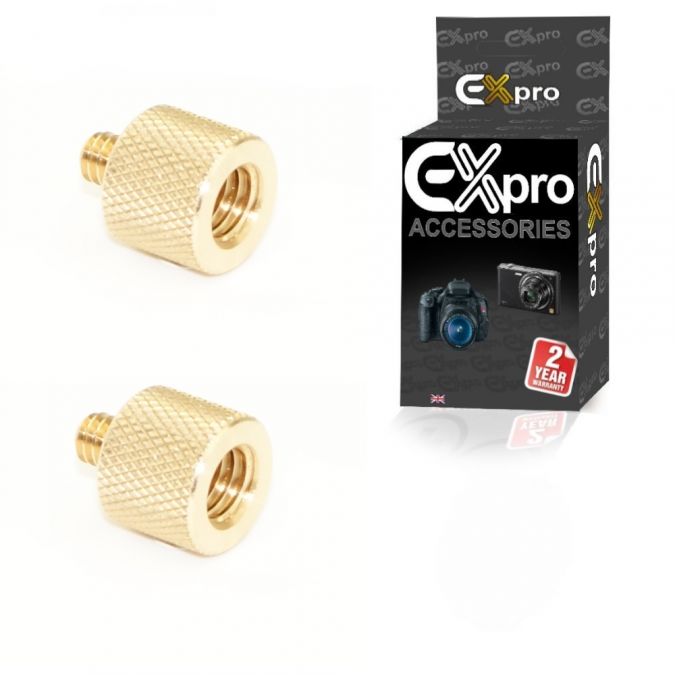 Ex-Pro® 3/8" inch Female to 1/4" 20 inch Brass Male Tripod Thread Adapter Reducer - Pack of 2