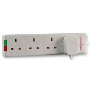 Ex-Pro 4 Way Gang Extension Power Strip White + Neon Power Indicator + Surge protection - 5m