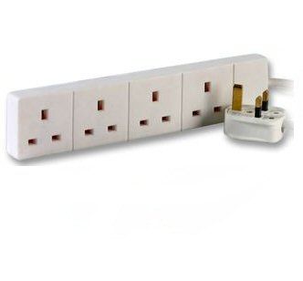 Ex-Pro 4 Way Gang Extension Power Strip White - 5m