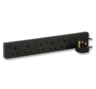 Ex-Pro 6 Way Gang Extension Power Strip Black - 2m