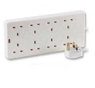 Ex-Pro 8 Way Gang Extension Power Strip White - 2m