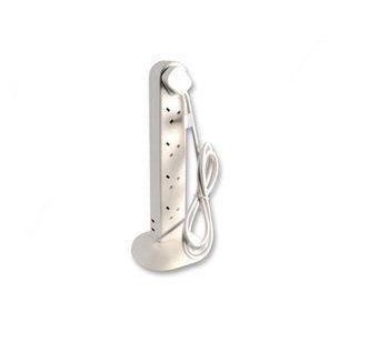 Ex-Pro 10 Way Vertical Gang Extension Power Strip White + Neon Power Indicator - 2m