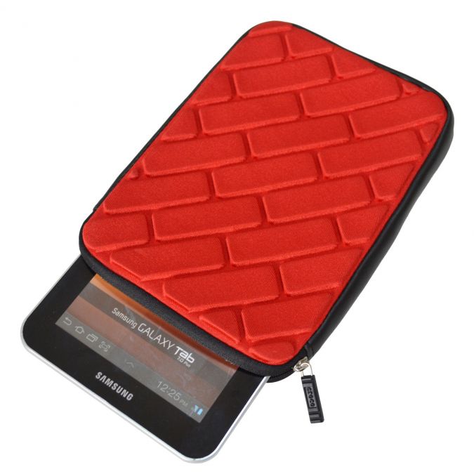Croco® 7" Super Chocolate Brick Case Cover Carry Sleeve for 7" Tablets - Red
