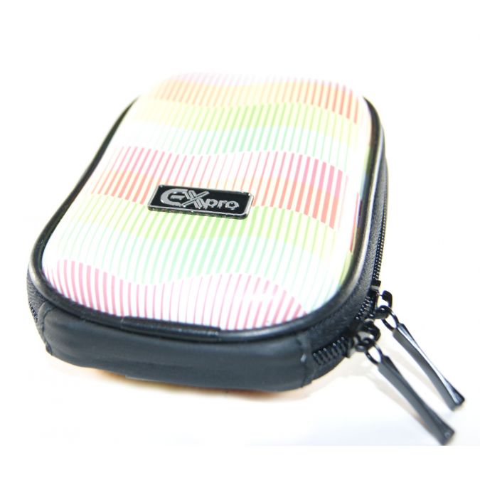 Ex-Pro® Expression Collection - Rainbow Lines Pink - Hard Clam Shock proof Digital Camera Case Bag (Cameras upto 95mm x 65mm x 25mm)